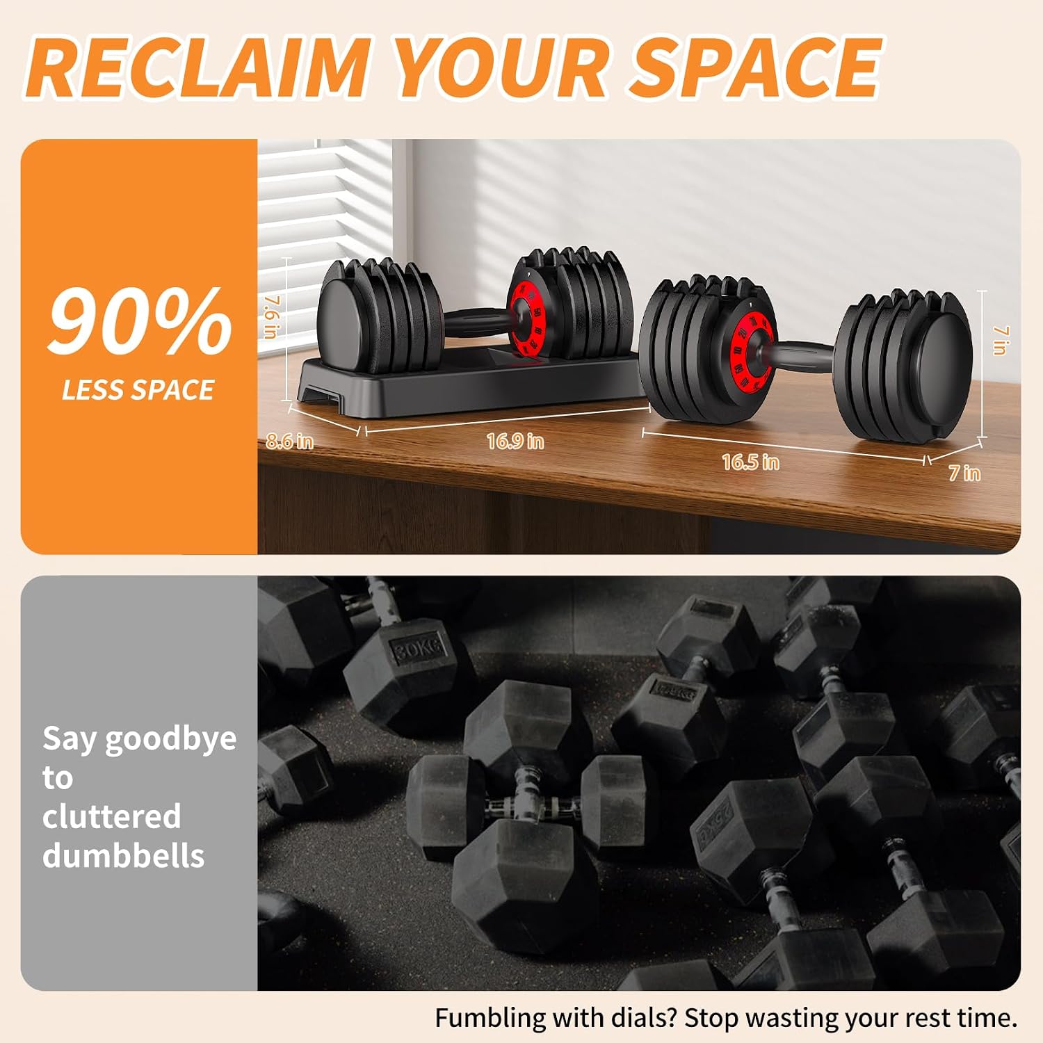 Adjustable Dumbbell Set of 2, 50LBS/100LBS Weights Dumbbell Set with Storage Box, 25lbs/50lbs Pair Adjustable Weights with Anti-slip Silicone Grip, 5-in-1/10-in-1 Quick-Lock Hand Weight Set For Home Gym Suit both Men and Women