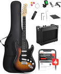DONNER DST-80 Electric Guitar 39' Beginner Electric Guitar Kit with Amp, Classic SSS Pickup Complete with Gig Bag, Tuner, Capo, Strap, Picks, and Free Online Lessons, Red Tea Burst