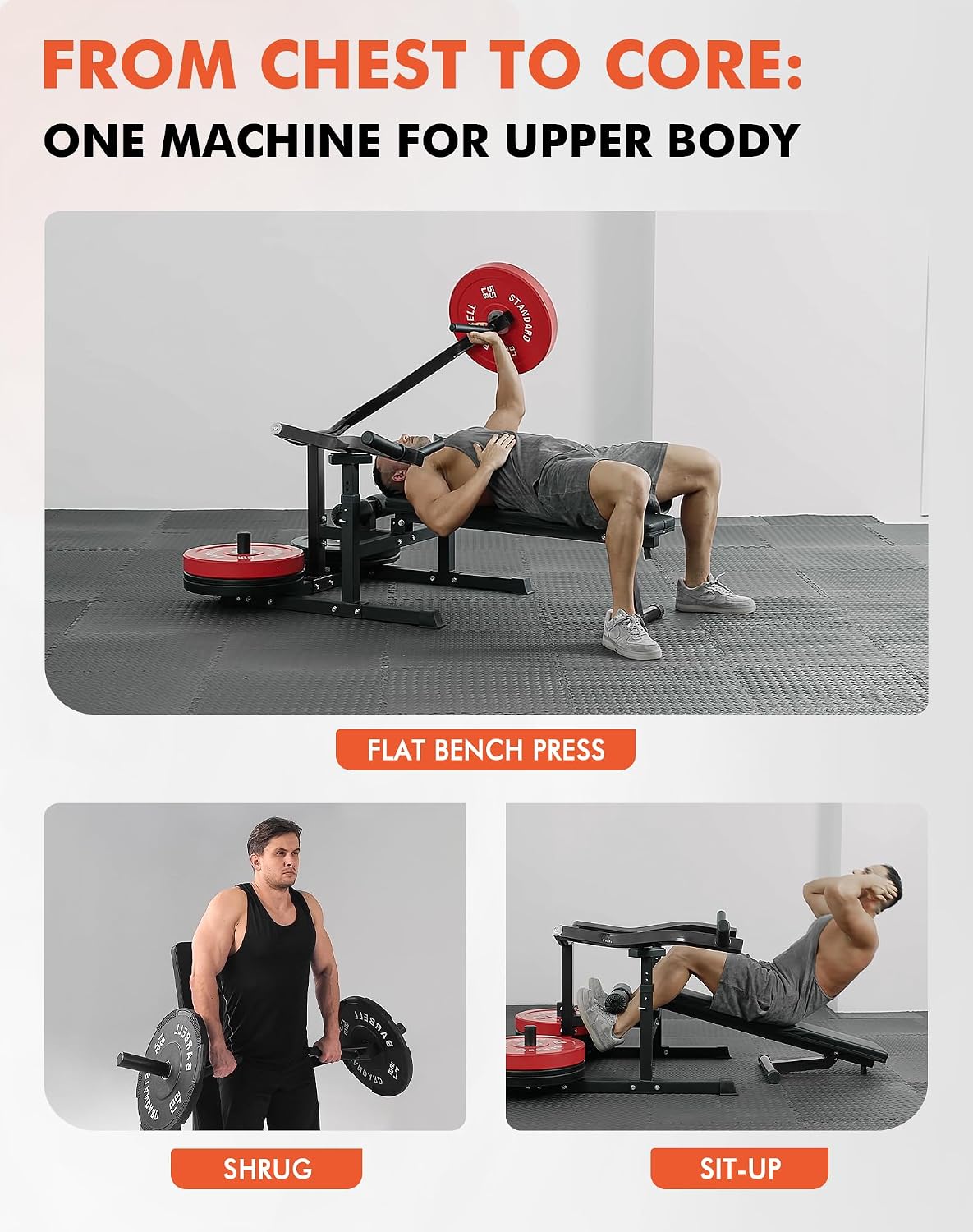 GMWD Chest Press Machine, 1200LBS Bench Press Machine with Independent Converging Arms, Adjustable Flat Incline Bench for Chest, AB Workouts, Shoulder Home Gym Equipment, V1