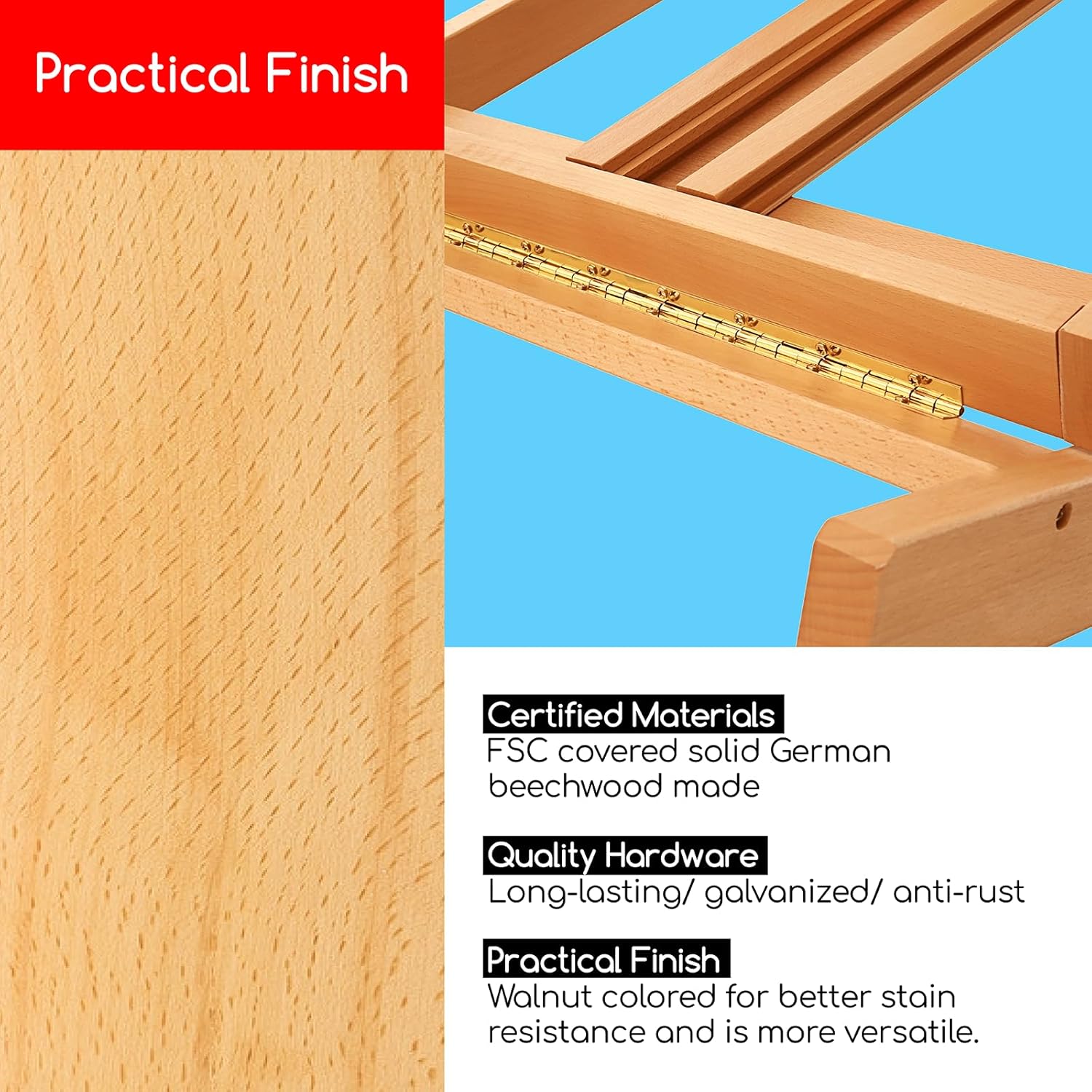 MEEDEN Large H-Frame Easel, Easel Stand for Paintings, Painting Easels, Easel Stand for Display, Solid Beechwood Wooden Easels for Painting Canvas, Holds Canvases Up to 78', Natural Color