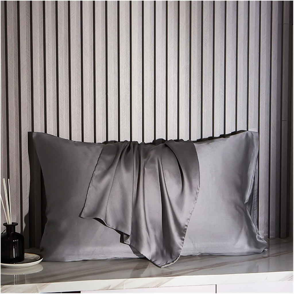 Silk Pillowcase Mulberry Silk Pillow Case Real Silk Protect Skin Pillowcase Bedding Pillow Cases Cover(Dark Green,48x74cm 2pcs)
