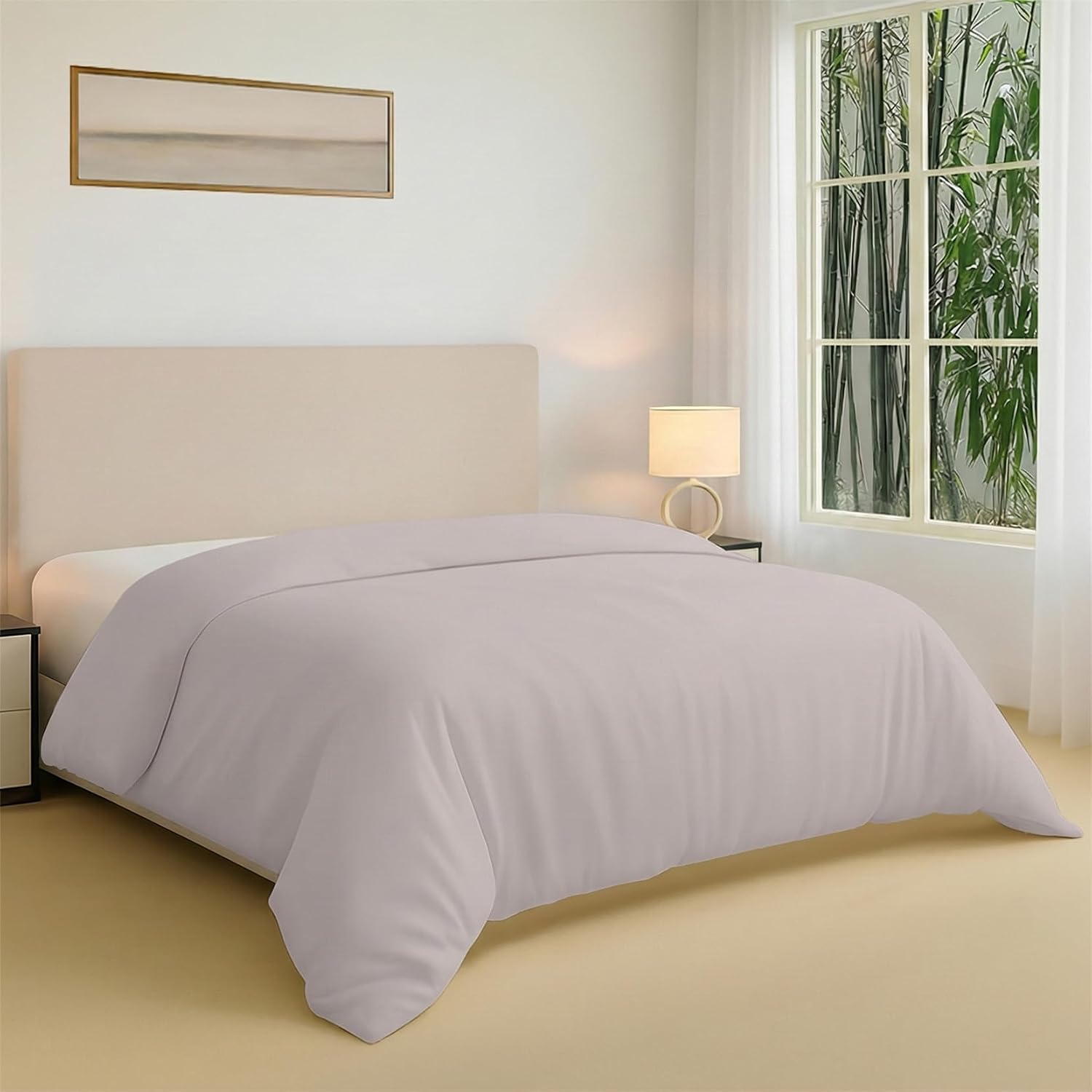 1 Pc 100% Viscose derived from Bamboo Duvet Cover Oversized King Size by Kotton Culture -Cooling & Silky Soft Luxury Bedding for Hot Sleepers,Comforter Cover-Zipper Closure & 8 Corner Ties -Light Grey