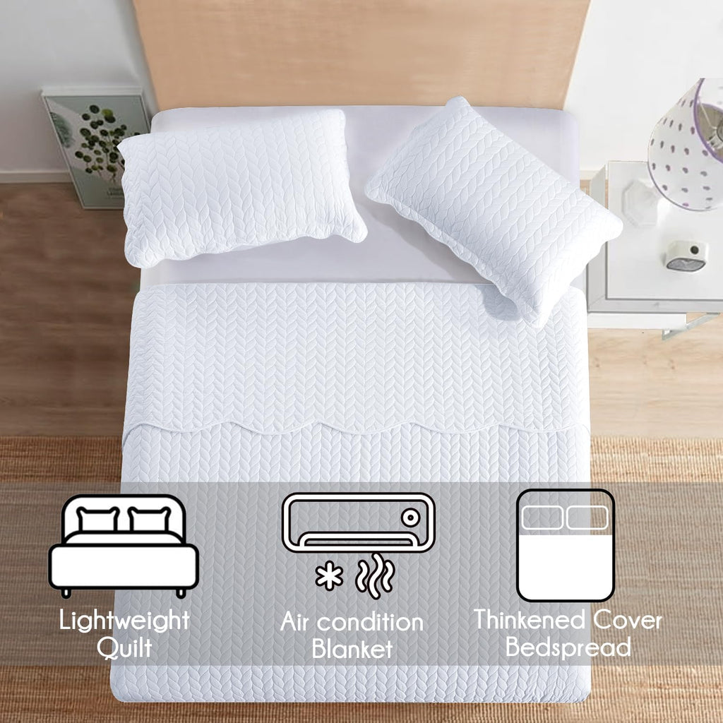 IR Imperial Rooms 8 Pack Quilt King Size Bedding (106' x 96') - Bulk Wholesale for Hotels, Guest Bedroom & Airbnbs - Lightweight Microfiber Reversible Embossed Quilts Bedspread (White)
