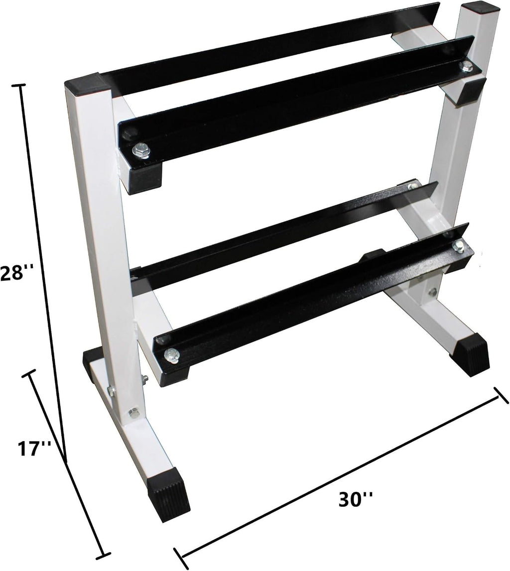 Ader 2-25lb Octagon Rubber Dumbbells set with 2-Tier 26' Rack