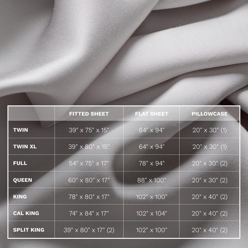 LUXOME Luxury Sheet Set | 100% Rayon (Viscose) from Bamboo | King Size - Stone | Deep Pockets | 4-Piece Set (Fitted, Flat, 2 Pillowcases)