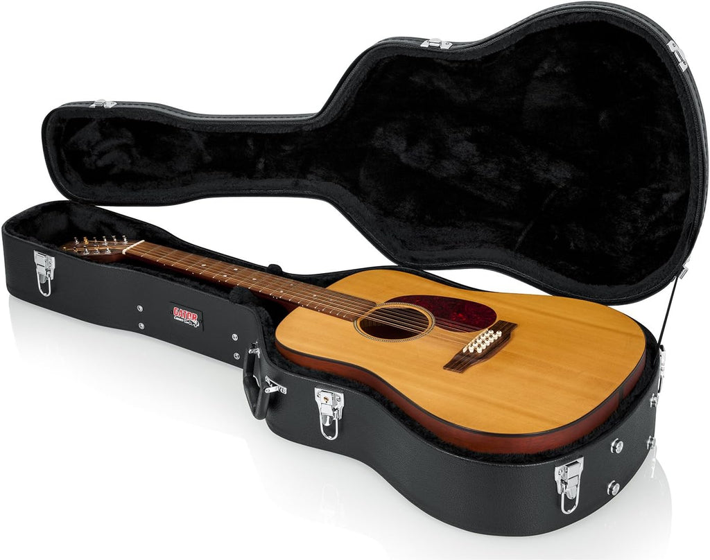 Gator Cases Hard-Shell Wood Case for Acoustic Guitars (GWE-DREAD 12) + Ernie Ball Polypro Guitar Strap (P04037)