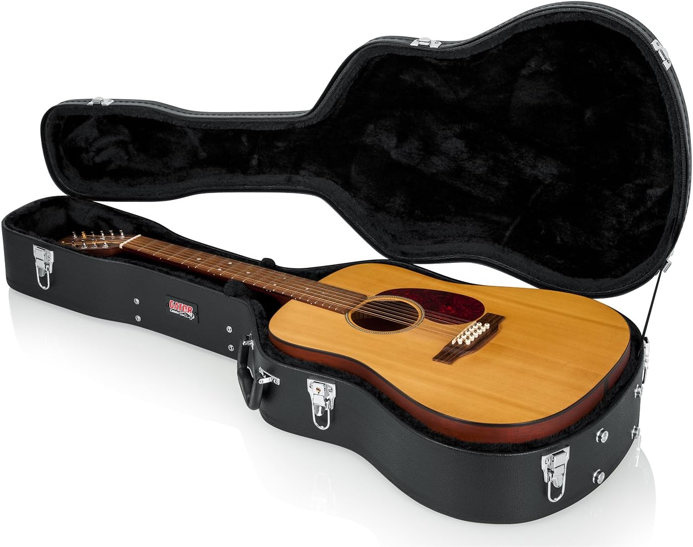 Gator Cases Hard-Shell Wood Case for Acoustic Guitars (GWE-DREAD 12) + Ernie Ball Polypro Guitar Strap (P04037)