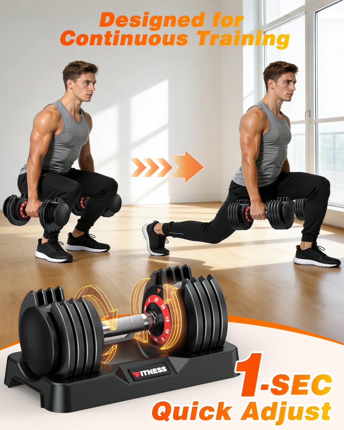 Adjustable Dumbbells Set of 2, 1 Hand Adjustable Weights Dumbbell Set and Workout Bench, 25/55/80lb Pair Weight Set For Home Gym Suit both Men and Women, Compact for Small Space Apartment Room