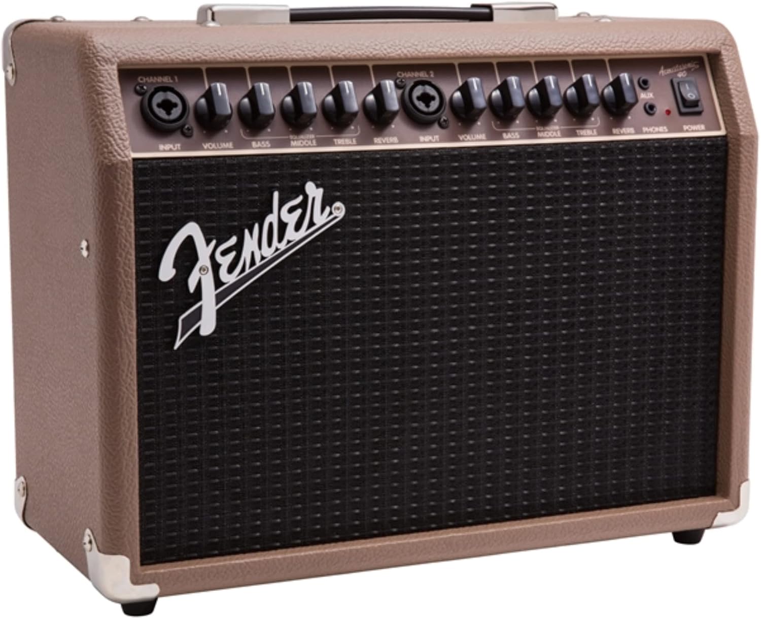 Fender Acoustasonic 40 Acoustic Guitar Amplifier, 40-Watt Portable Combo Amp with Dual 6.5' Speakers, Built-In Reverb, XLR/1/4' Inputs, Brown/Wheat, with 2-Year Warranty