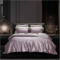 Luxury Silk Bedding Set Mulberry Silk Fabric Bed Sheet/Pillow Case/Quilt Cover Solid Color Bed Four Pieces Set(Queen)