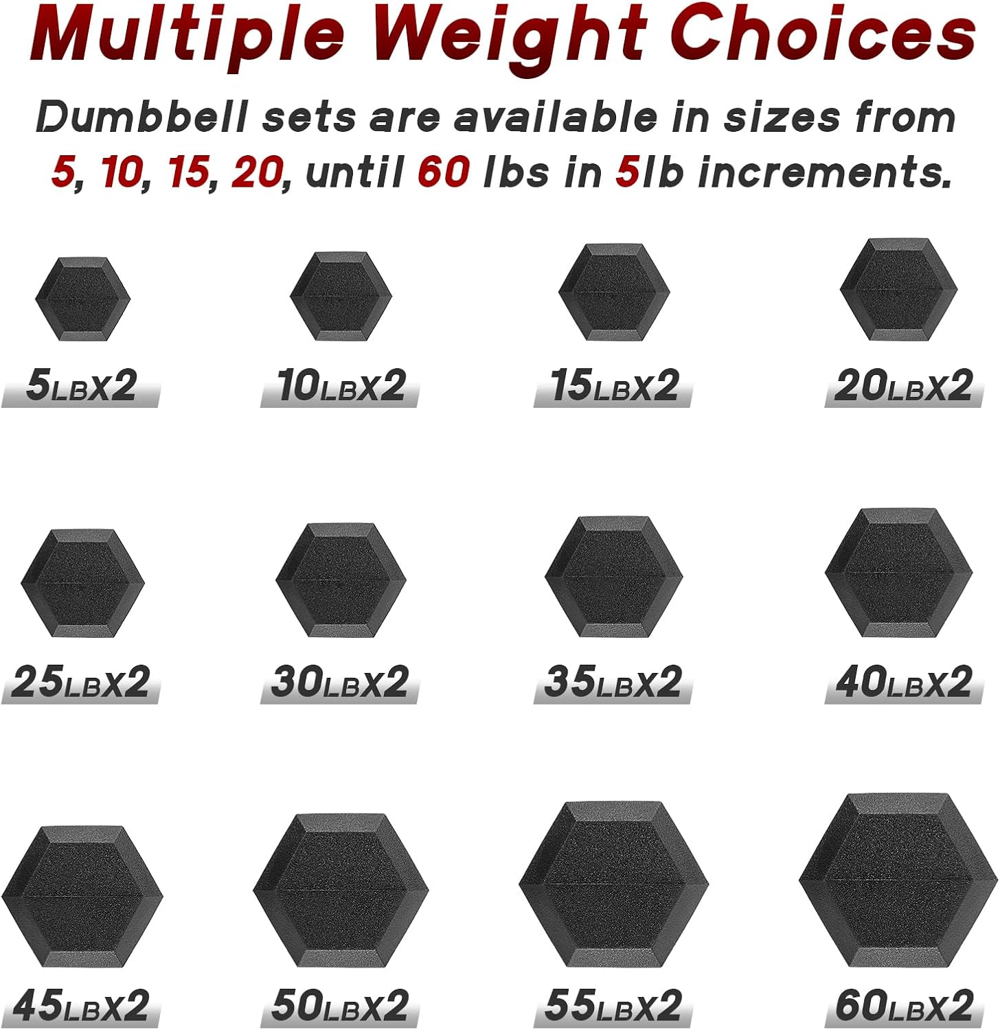Ritfit 5-650 LBS PVC Encased Hex Dumbbell Sets with Optional Rack for Home Gym, Hand weight with Chrome Handle for Strength Training,Workouts