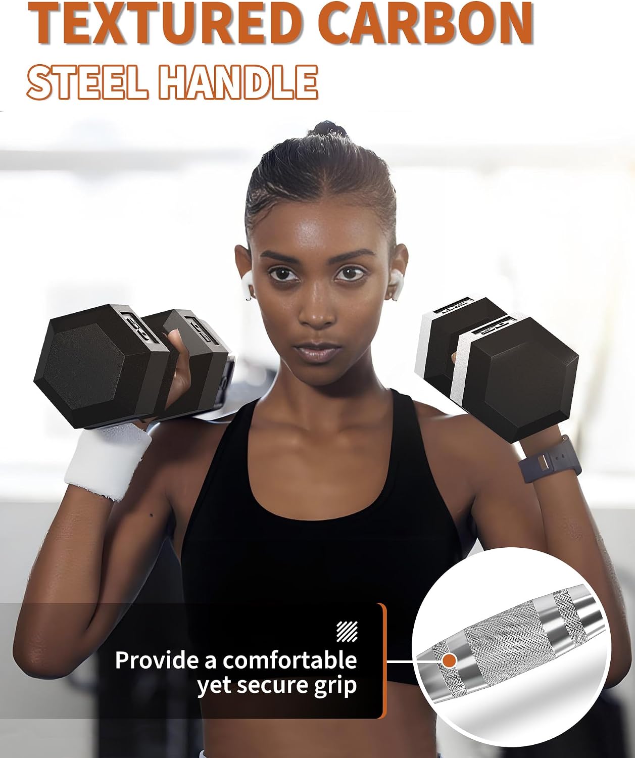 Superior Hex Dumbbell Set of 2 PVC or Rubber Coated Hand Weights for Home Gym – Non-Slip, Anti-Roll Design – Cast Iron Core Strength Training Equipment for Men & Women – Black