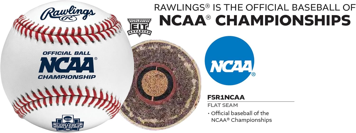Rawlings | FLAT SEAM NCAA Collegiate League Baseballs | FSR1NCAA | 12 Count