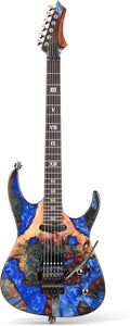 Leo Jaymz Tsunami Deluxe Mahogany Body & Roasted Maple Neck, HH Pickups with Rail, Double-Locking Tremolo, 24 Frets (Blue)