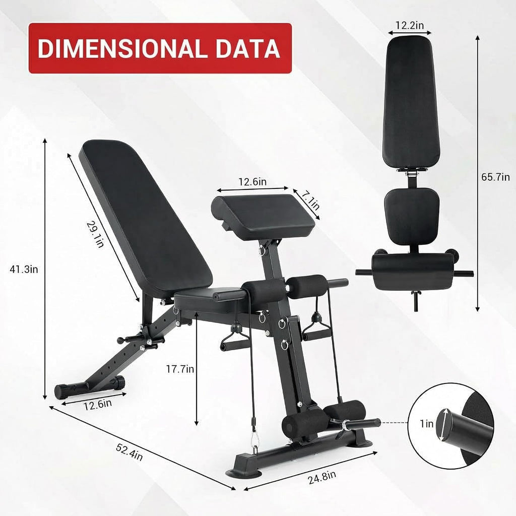 Adjustable Weight Bench, Foldable Flat Incline Decline Workout Bench & All-in-One Home Gym Training Station, Multi-Style & Weight Capacity Optional for Full Body Strength Training