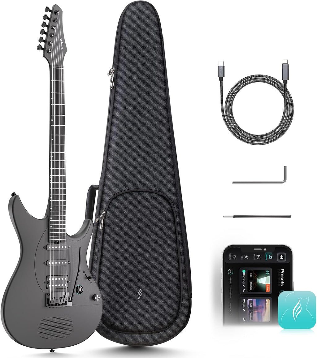 Enya Inspire 39' Smart Electric Guitar - Carbon Fiber Body with Built-in 15W Speaker, 20 Tones & App Control, 4 Presets, Bluetooth, Gig Bag Included, 2-Year Warranty