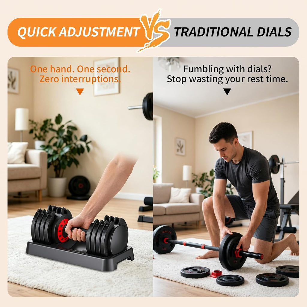 Adjustable Dumbbell Set of 2, 50LBS/100LBS Weights Dumbbell Set with Storage Box, 25lbs/50lbs Pair Adjustable Weights with Anti-slip Silicone Grip, 5-in-1/10-in-1 Quick-Lock Hand Weight Set For Home Gym Suit both Men and Women
