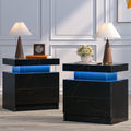 Bingoday LED Nightstand Set of 2,Modern Night Stand with 2 Drawers,Bedside Table for Bedroom Set of 2,End Side Table