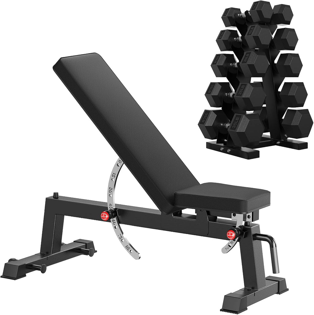 HANDBODE Adjustable Weight Bench for Full Body Workout, 1300 LBS Weight Capacity Bench Press Bench of Home Gym Strength Training, Incline Upright Flat Utility Workout Bench with Fast Adjustment