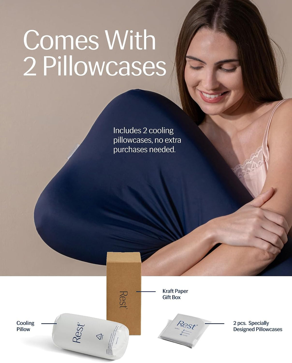REST® Evercool® Cooling Pillow, Instant Cool-to-Touch Shell Fabric & Breathable Silicone Sponge Core for All-Night Temperature Regulation & Ergonomic Support, Medium Height, Arctic White