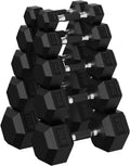 Hex Dumbbell Sets with Rack, 90-640 lb Rubber Encased Exercise & Fitness Dumbbells Set, Hand Weight for Strength Training, Weight Dumbbells