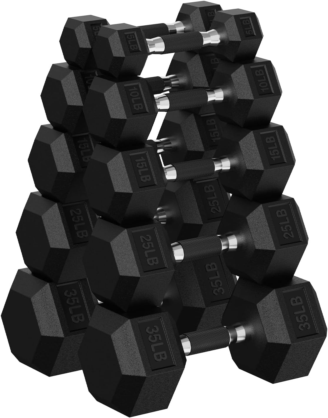 Hex Dumbbell Sets with Rack, 90-640 lb Rubber Encased Exercise & Fitness Dumbbells Set, Hand Weight for Strength Training, Weight Dumbbells