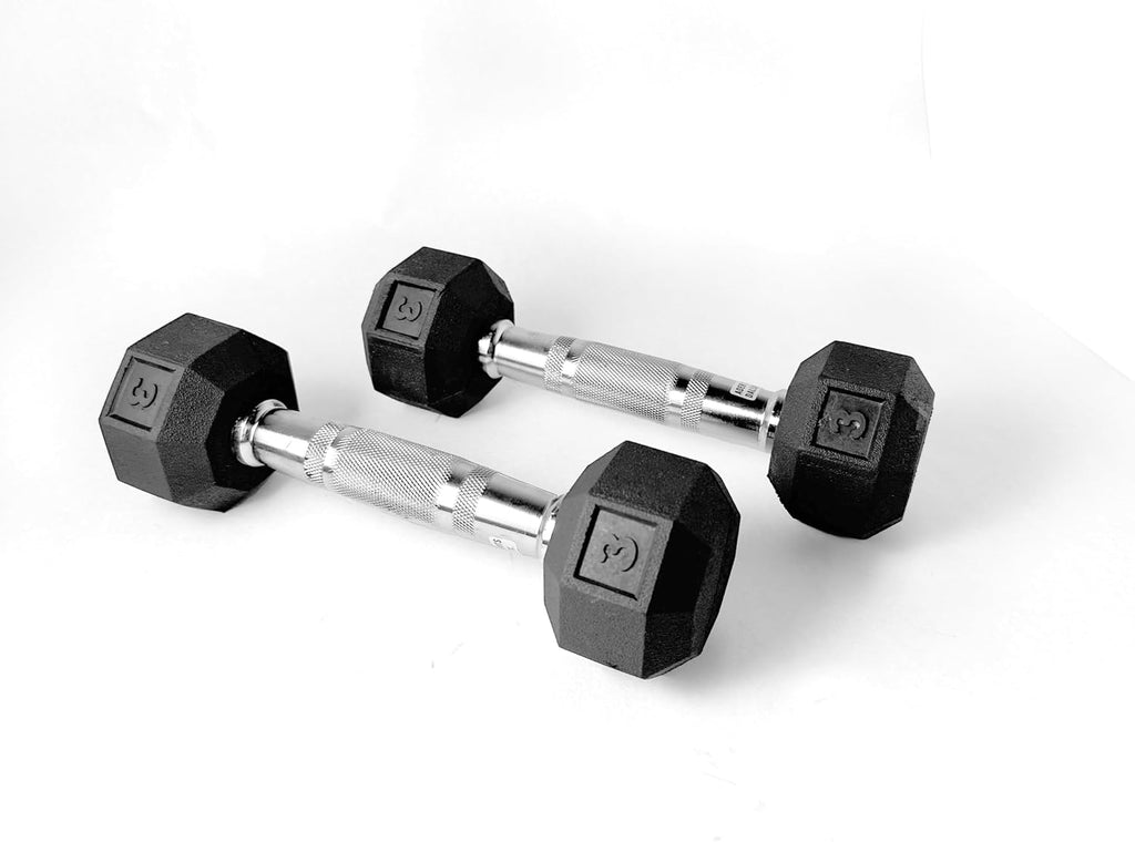 Ader Black Octagon Rubber Dumbbell Set with Rack
