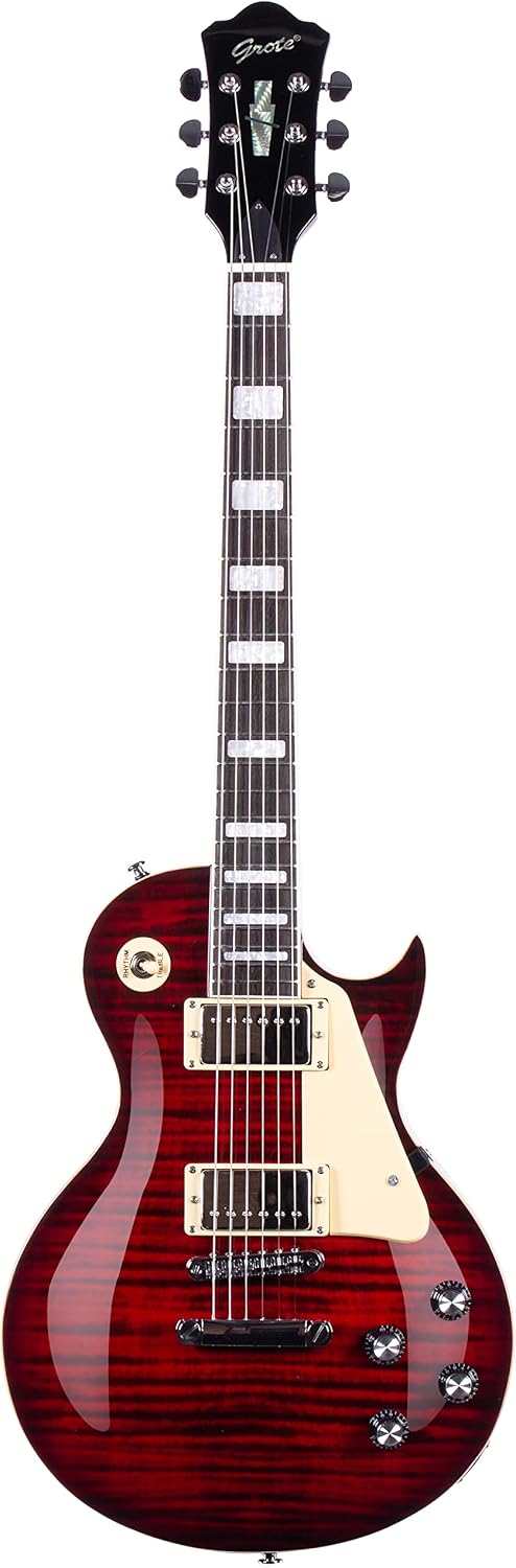 Grote Electric Guitar Solid Body LPYS-006 Maple Neck, Stainless Steel Frets, Ideal for All Levels, with Gigbag(Red)