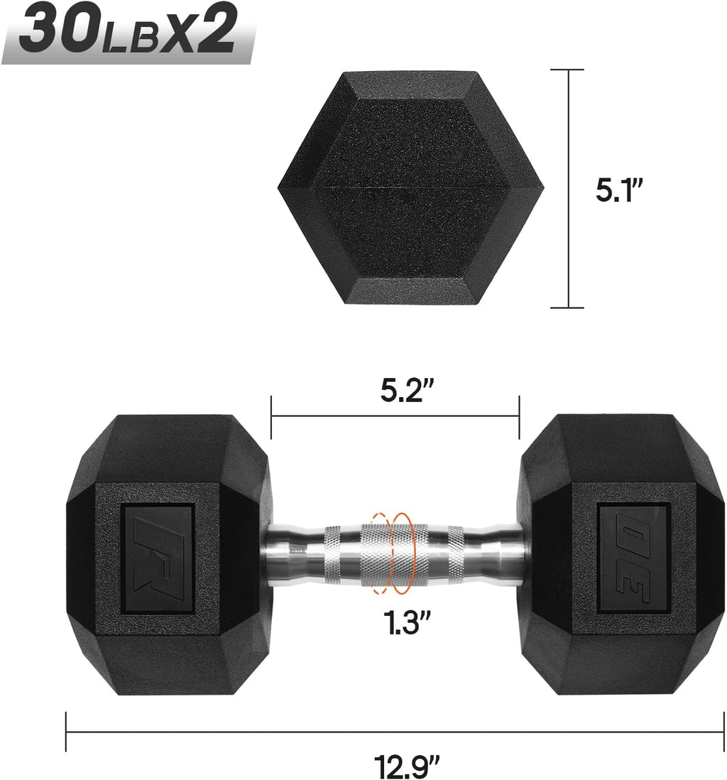 Ritfit 5-650 LBS PVC Encased Hex Dumbbell Sets with Optional Rack for Home Gym, Hand weight with Chrome Handle for Strength Training,Workouts