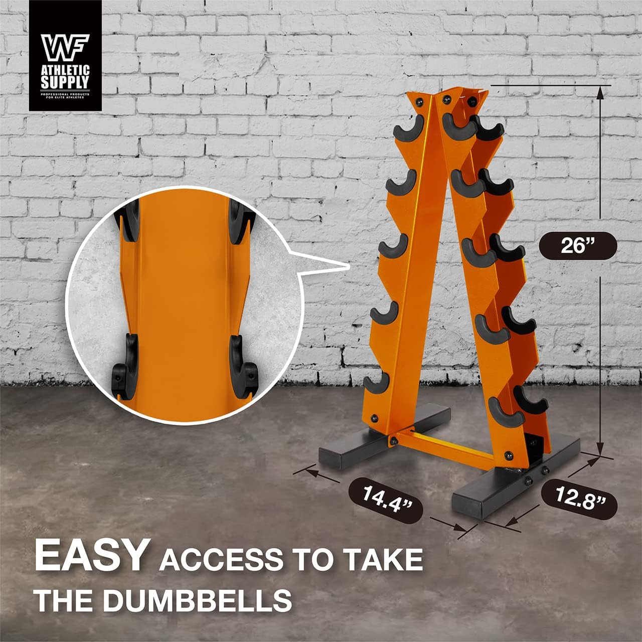 WF Athletic Supply 5-25 Lb Cast Iron Dumbbells Set with A Frame Storage Rack, Solid Gray/Black Hexagon Free Weights for Weight Lifting & Strength Training, Storage Rack Color Options Available