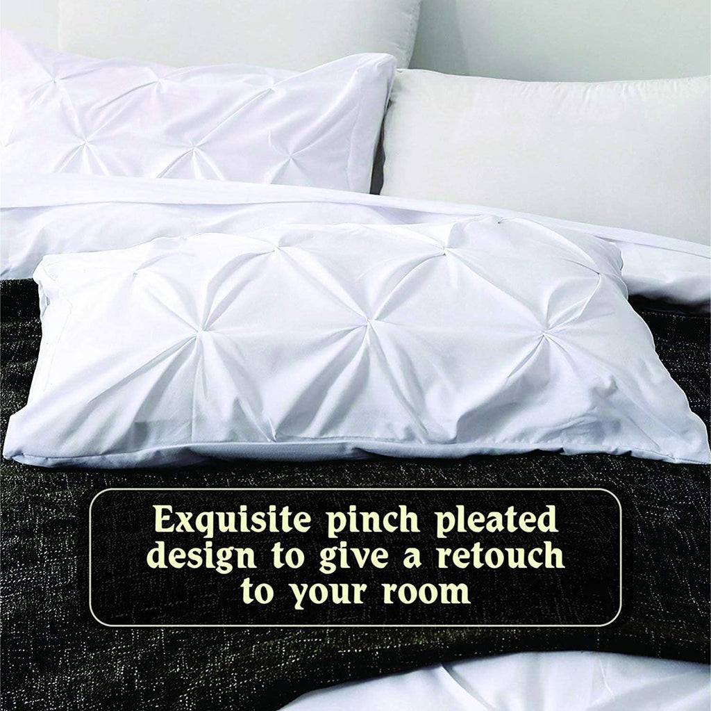 Wine Color Pinch Pleated Durable Soft Comfy 3-PCs Duvet Cover Set with Zipper Closure & Corner Ties, 600-TC Peruvian Pima Cotton Eastern King Size (108' x 118')