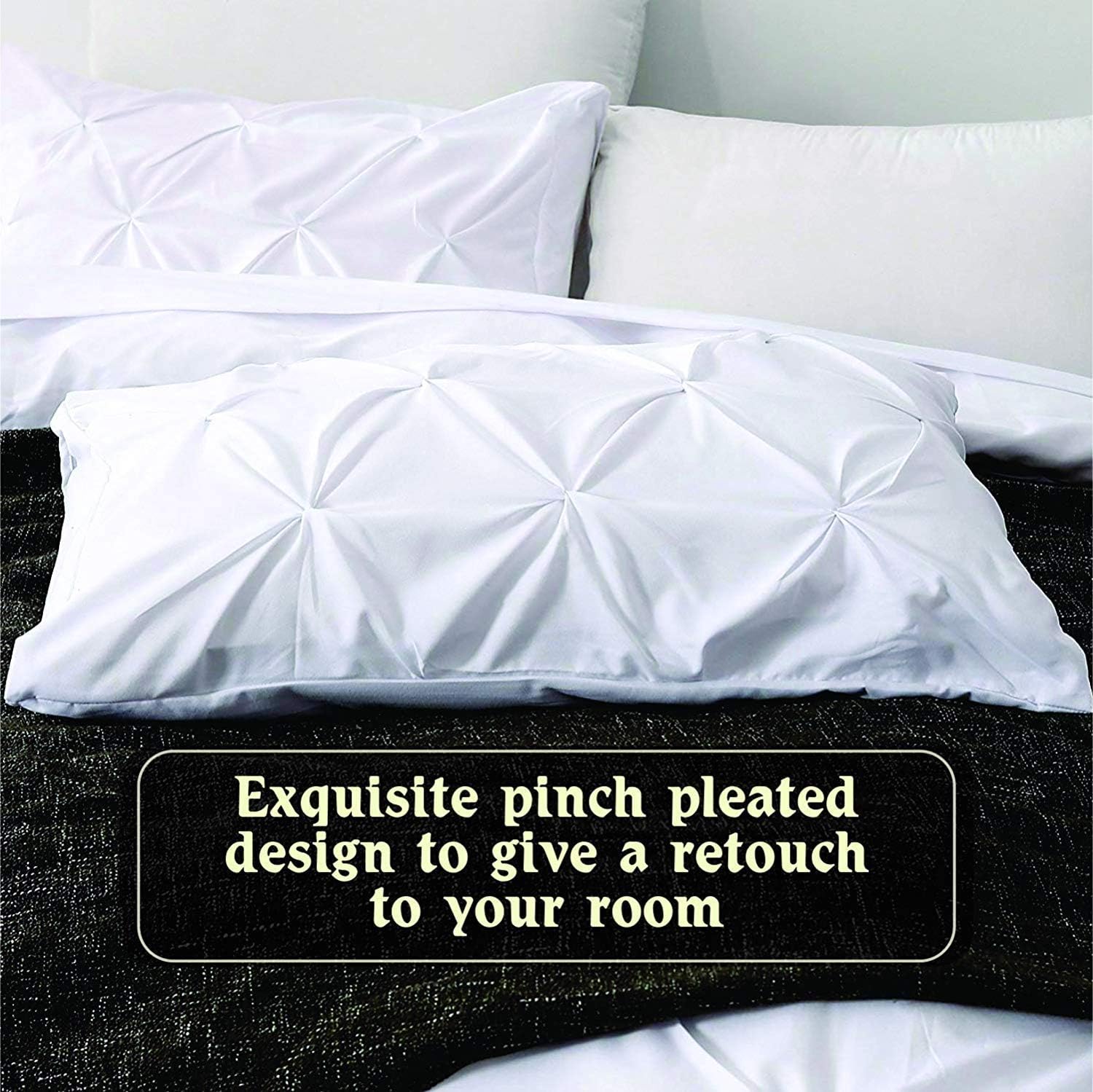Wine Color Pinch Pleated Durable Soft Comfy 3-PCs Duvet Cover Set with Zipper Closure & Corner Ties, 600-TC Peruvian Pima Cotton Eastern King Size (108' x 118')