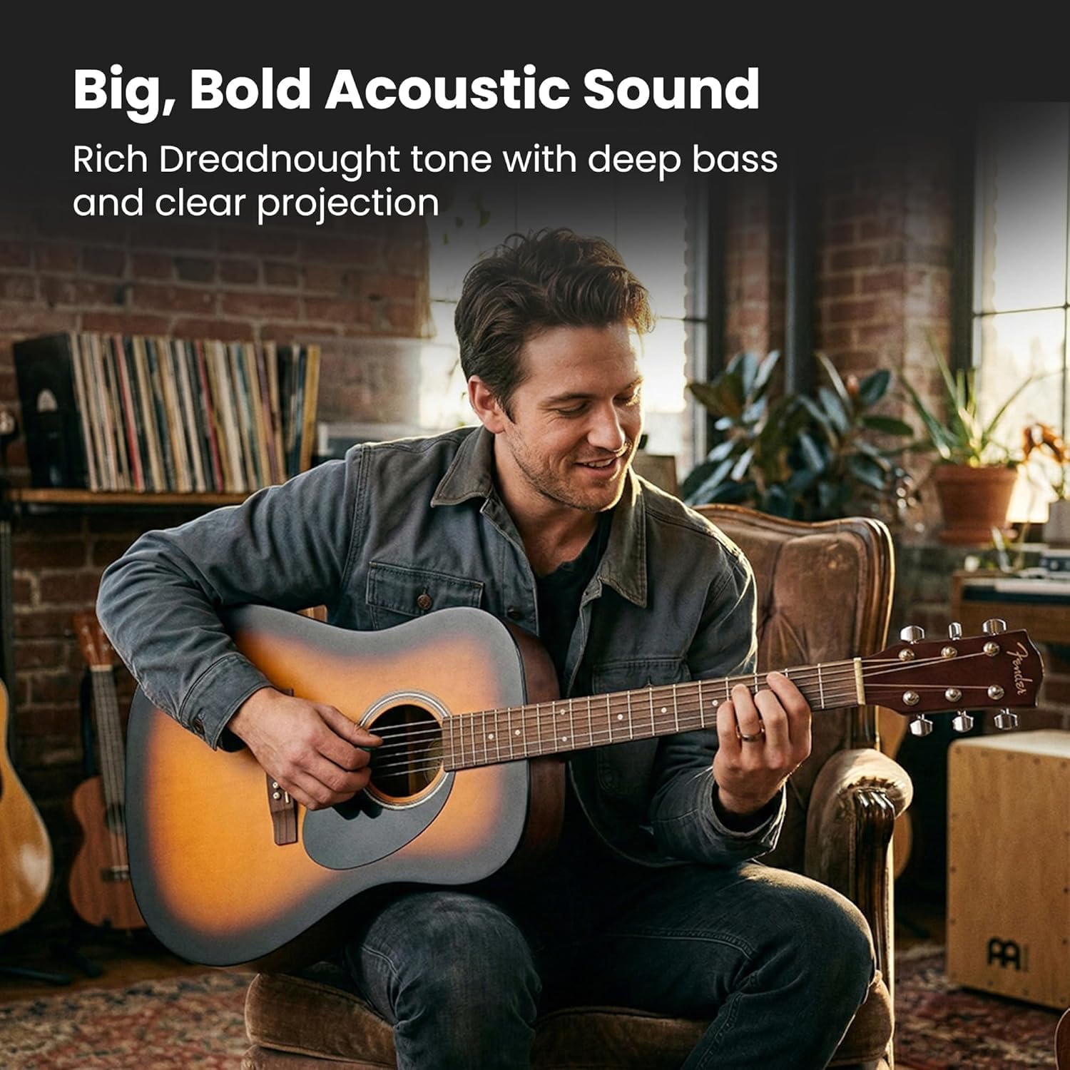 Fender FA Series Dreadnought Acoustic Guitar - Sunburst Bundle with Gig Bag, Tuner, Strings, Picks, and Austin Bazaar Instructional DVD
