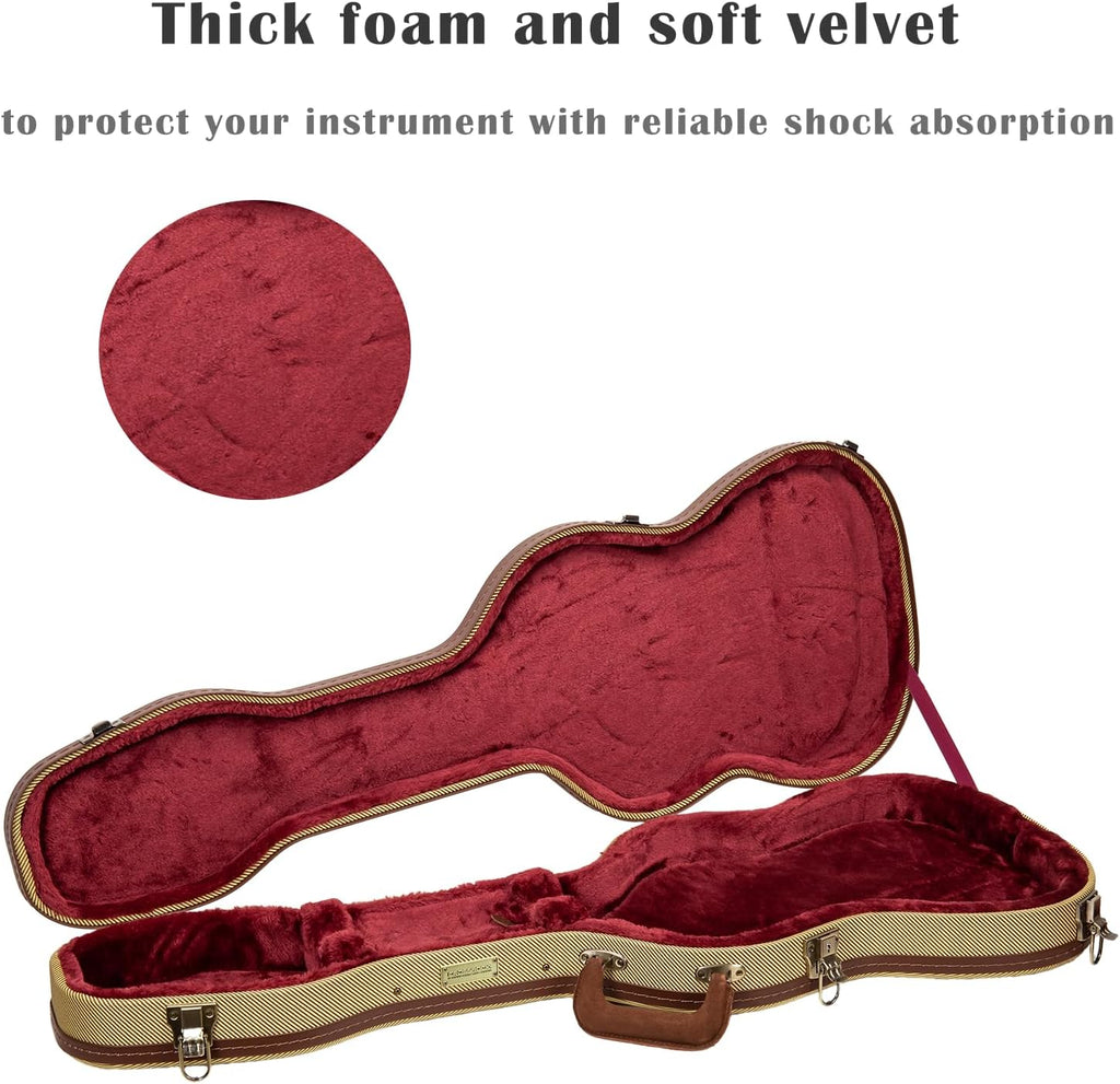 Crossrock Master Series Electric Case fits Telecaster and Stratocaster Styles of Guitars | Classic Fabric Tweed Exterior, Re-Engineered Wooden Shell (CRW720STFT)