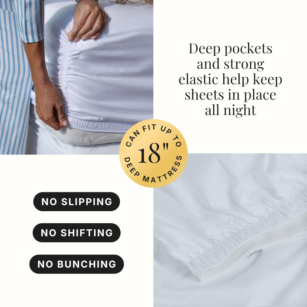 Miracle Made Extra Luxe Soft, Cool-to-the-Touch Cotton Bed Sheet Set, 4-Piece – Silver-Treated, Breathable, Lightweight Bedding – Full Size, White