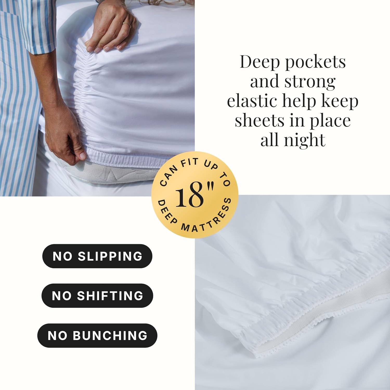 Miracle Made Extra Luxe Soft, Cool-to-the-Touch Cotton Bed Sheet Set, 4-Piece – Silver-Treated, Breathable, Lightweight Bedding – Full Size, White