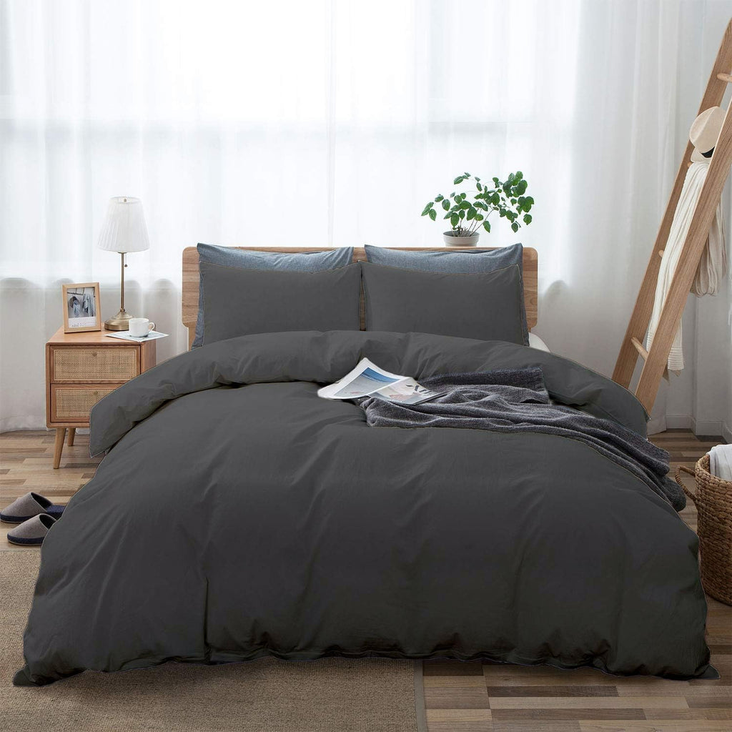 100% Cotton Oversized King plus 3 Piece Duvet Cover set 128x120 inch Breathable Luxury Soft & Cozy | Durable and Fade Resistant | Double Hem-Stitched Sateen Weave (Oversized King plus, Gray)