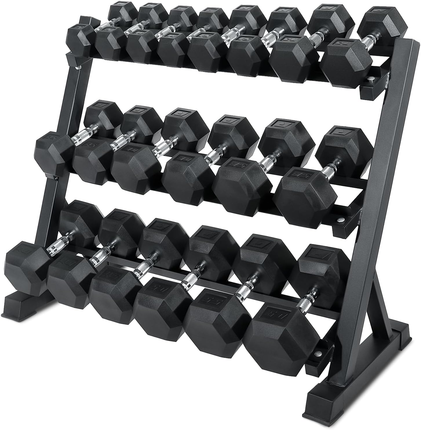 Ritfit 5-650 LBS PVC Encased Hex Dumbbell Sets with Optional Rack for Home Gym, Hand weight with Chrome Handle for Strength Training,Workouts