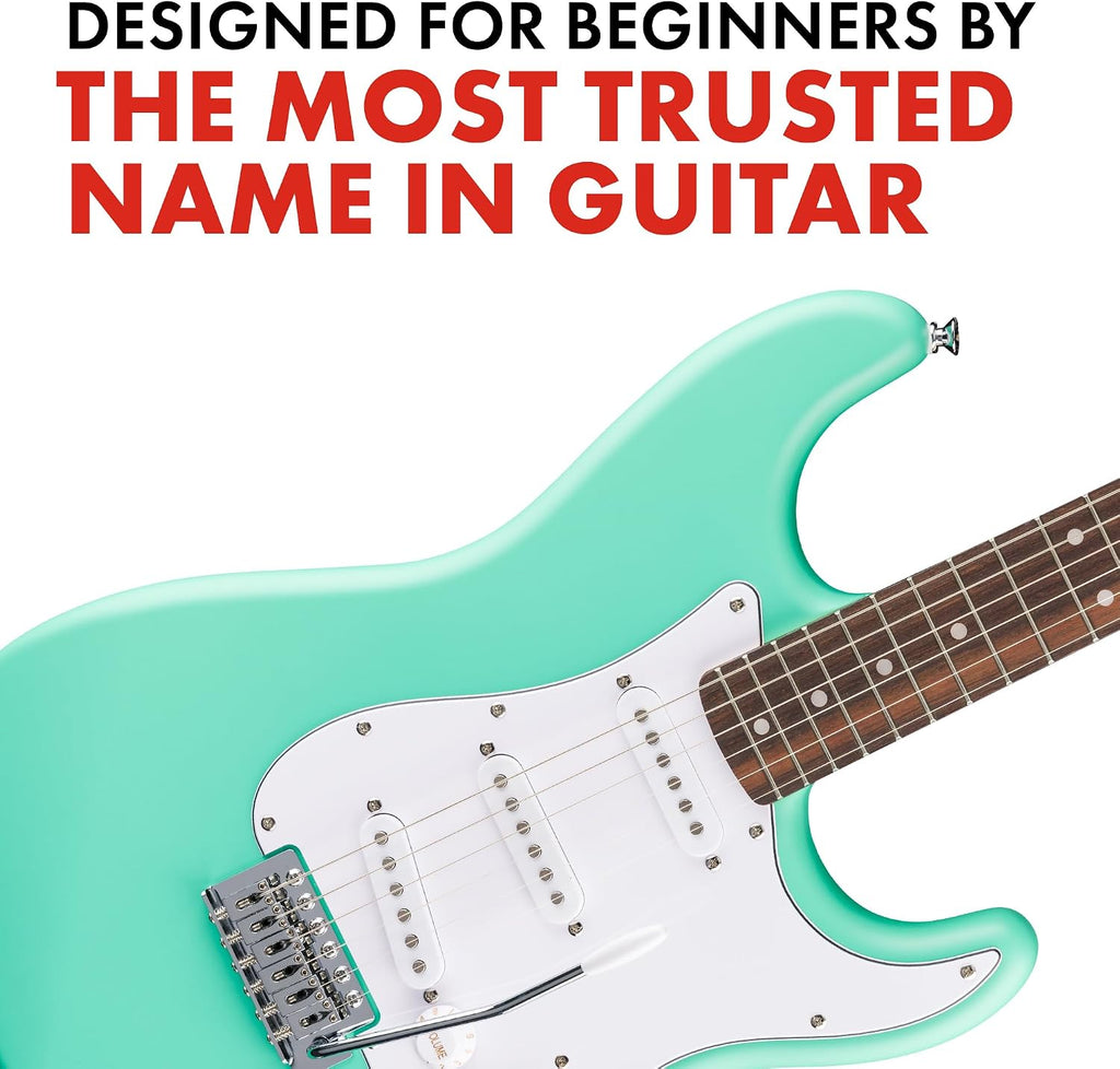 Fender Squier Debut Series Stratocaster Electric Guitar, Beginner Guitar, 2-Year Warranty, Includes Free Lessons, Sea Foam Green with Satin Urethane Finish