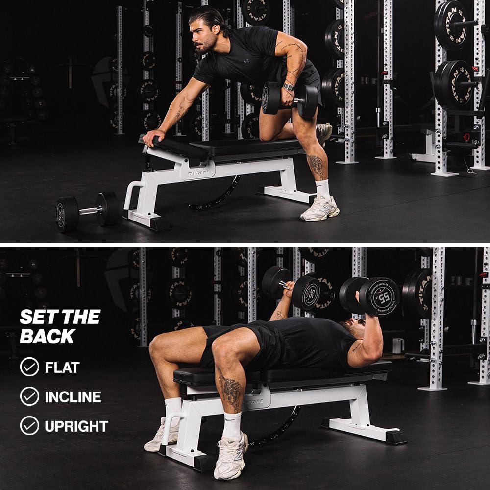 Titan Fitness Performance Series Adjustable Bench, Supports 650 LB Incline, Versatile Utility Bench for Home Gym Weightlifting, Strength Training, Flat, Incline, Upright Positions