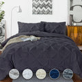 Crown Collection 1000-TC Hypoallergenic Ultra Soft Design 100% Egyptian Cotton Pinch Plated Duvet Cover with Zipper Colser & 2pcs Pillow Case Set (Alaskan 120'x132'), Drak Gray