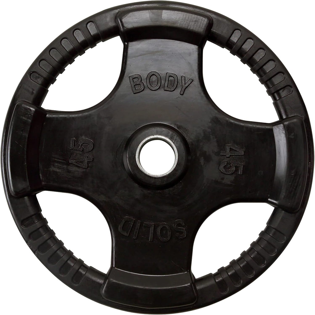 Body-Solid Rubber Coated Olympic Weight Plate (1), with Anti-Slip Grip - Perfect for Strength Training, Home Gym, and Barbell Workouts