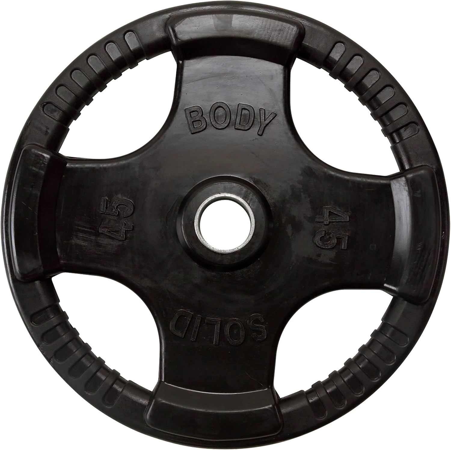 Body-Solid Rubber Coated Olympic Weight Plate (1), with Anti-Slip Grip - Perfect for Strength Training, Home Gym, and Barbell Workouts
