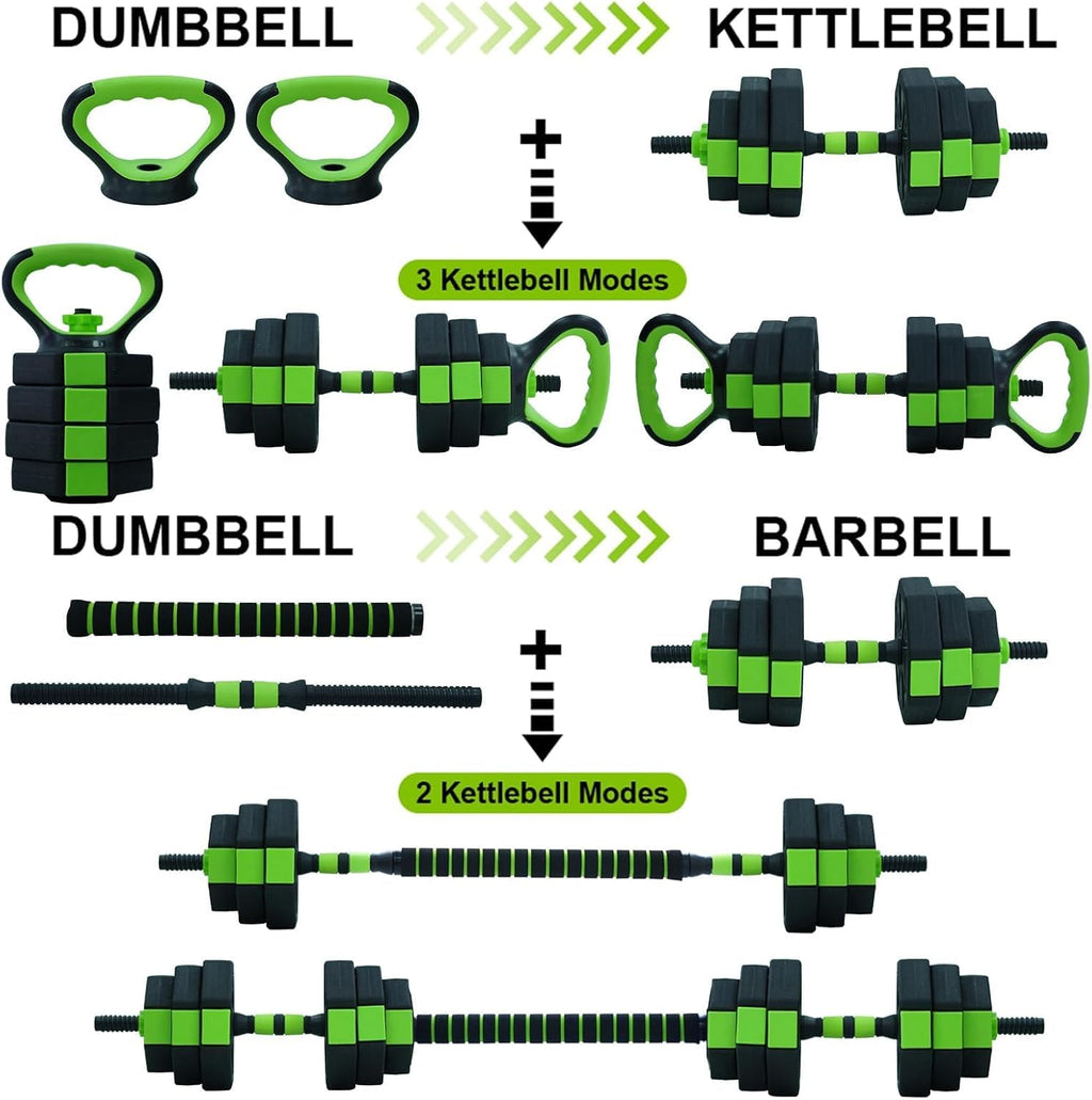 GarveeLife 44 LBS Adjustable Dumbbell Set with Iron Grip for Home Gym,4-in-1 Adjustable Weights as Barbell Set, Dumbbell Set,Kettlebells and Push-up