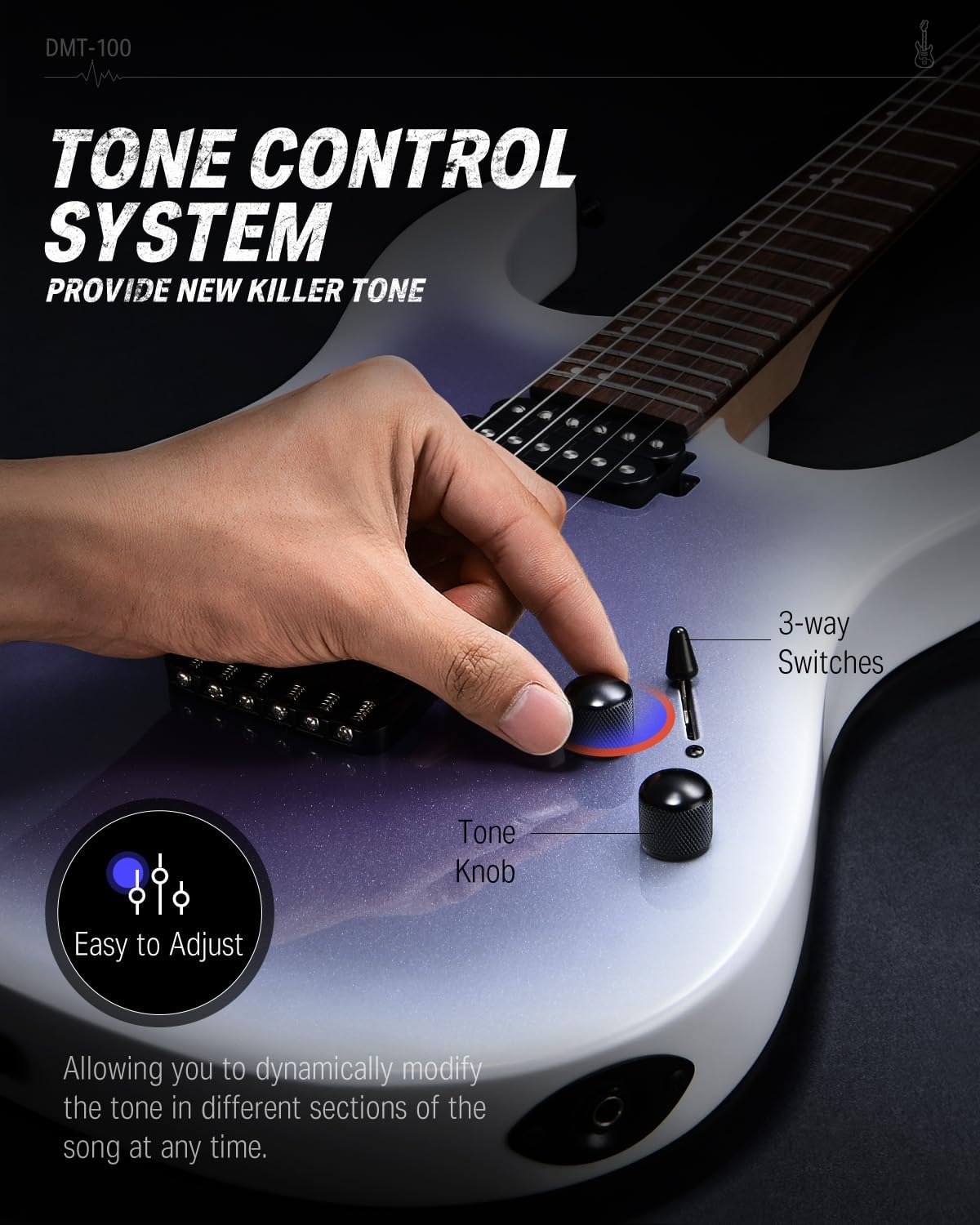 Donner Solid Body Electric Guitar, 39 Inch Metal Electric Guitar Beginner Kits with Bag, Strings, Strap, Cable, Strings Dampener for Rock Music Lover, DMT-100 (Gradient Violet)