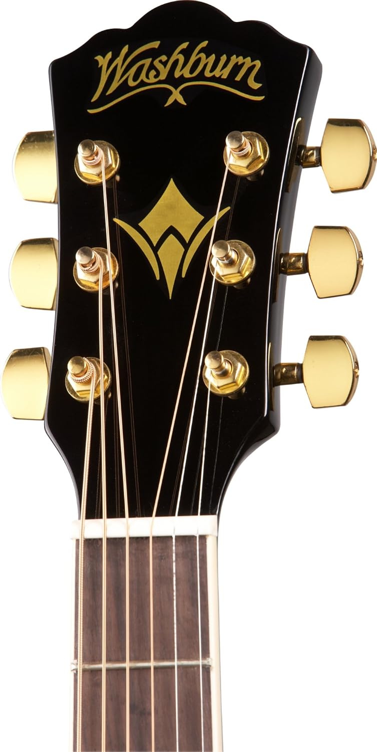 Washburn WD100DLBK Apprentice Dreadnought Acoustic Guitar, Black Gloss