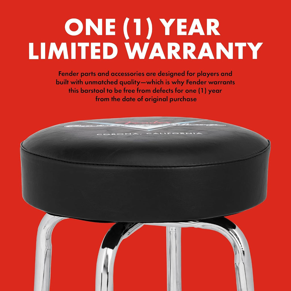 Fender Custom Shop Chevron Logo Swivel Barstool, Great Gifts for Dad, with 1 Year Limited Warranty, Simple Assembly, Black/Black, 24'