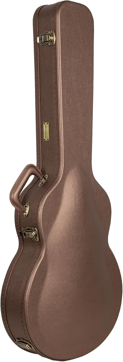 Crossrock Wooden Electric Guitar Case for 335 Style Semi-Hollow | Chocolate Brown Faux Leather, Purple Velvet Interior, Lock – Designer Series(CRW520SACB)