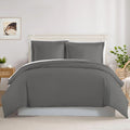 800TC 3 Sided Zipper Duvet Cover Set Soft Egyptian Cotton 3 Sided Zipper Closure, 3 PCS 1-Duvet Cover & 2- Pillow Shams - King-XL Size (98' x 116') Inches, (Dark Grey Stripe)