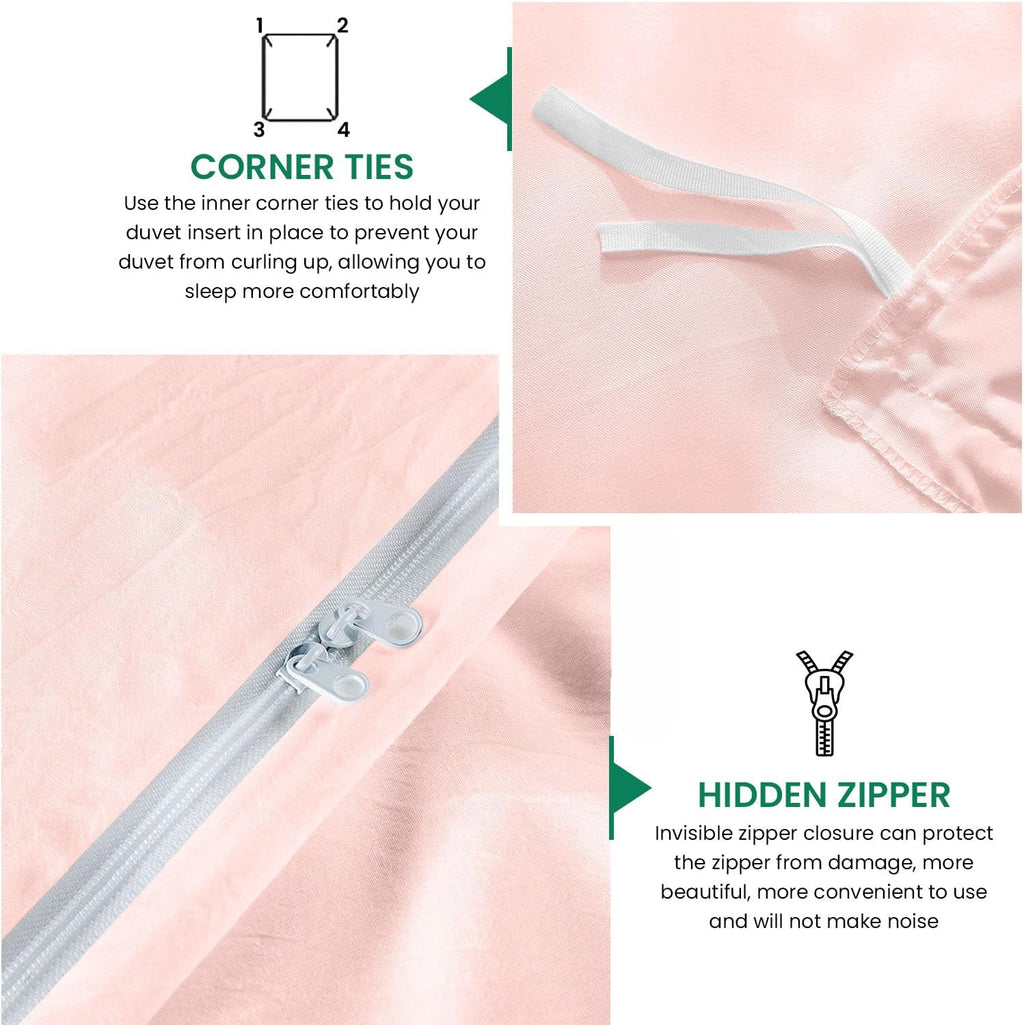 800TC 3 Sided Zipper Duvet Cover Set Soft Egyptian Cotton 3 Sided Zipper Closure, 3 PCS 1-Duvet Cover & 2- Pillow Shams - King-XL Size (98' x 116') Inches, (Solid Baby Pink)